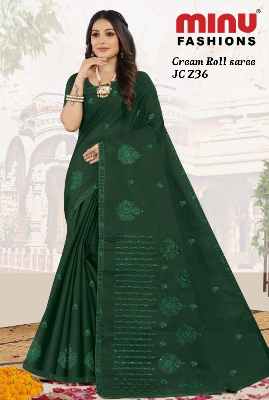 Cream Roll saree