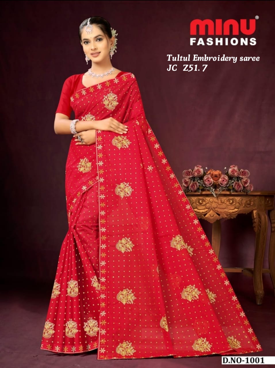 Tultul Embroidery saree
