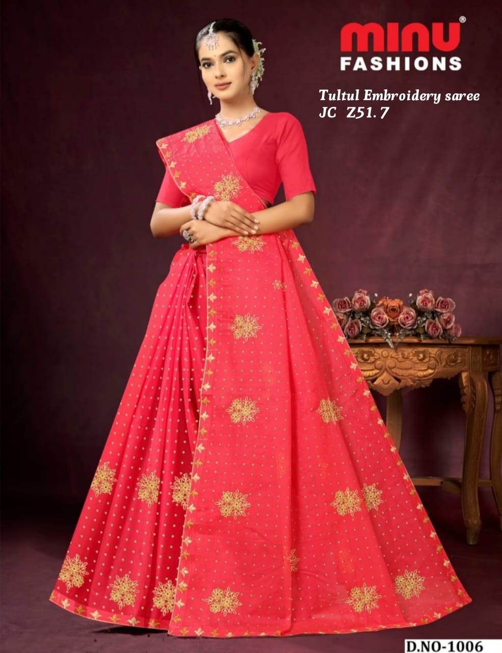 Tultul Embroidery saree